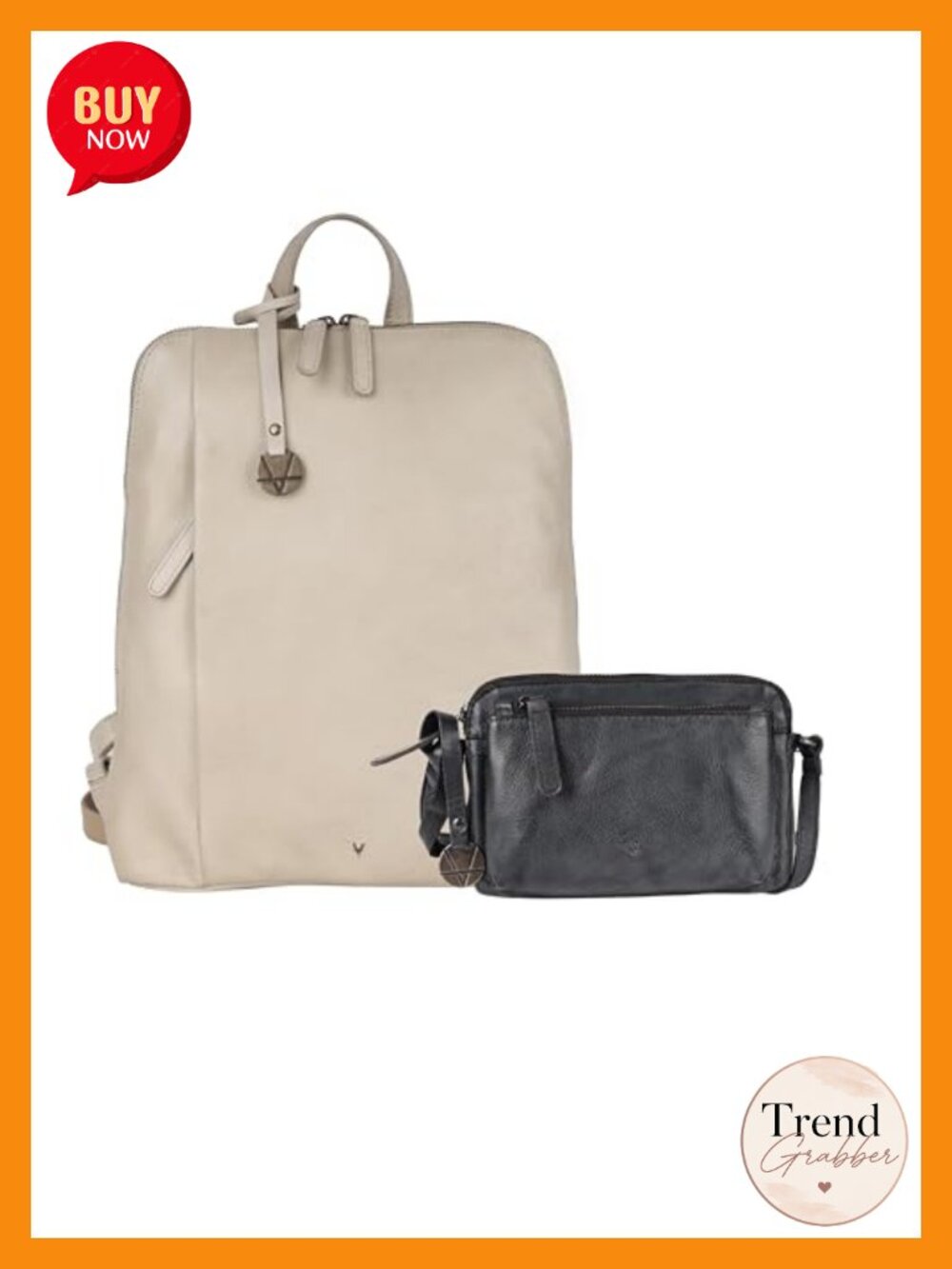 Genuine Italian Leather Backpack & Crossbody Bag Set for Women